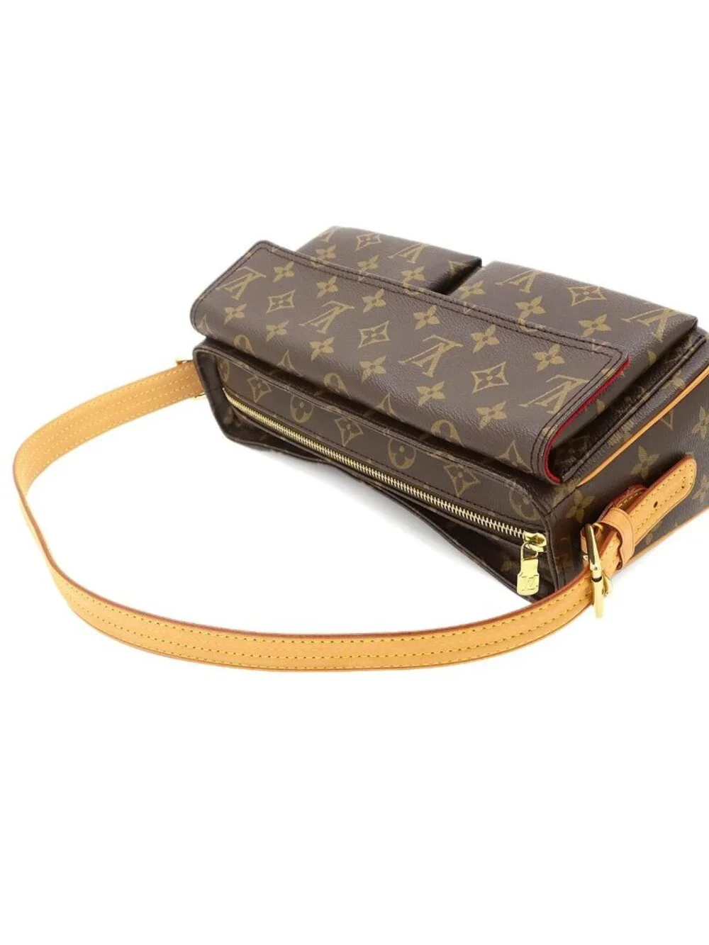 Louis Vuitton Monogram Viva Cite MM Shoulder Bag Brown Gold